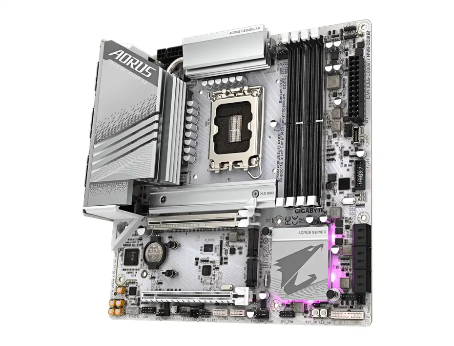 Placa Madre Gigabyte Z790m Aorus Elite Ax Ice (ga-z790m Aorus Elite Ax Ice) Socket Lga 1700, Ram Ddr5 Buss 7600oc Mt/s, 14va, 13va, 12va Gen, Wifi 6e