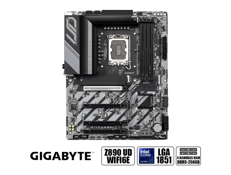 Placa Madre Gigabyte Z890-ud-wifi 6e Gaming (z890-ud-wifige) Socket Lga 1851, Ram Ddr5 9200oc Mt/s, Core Ultra Gen., Wifi 6e,rgb