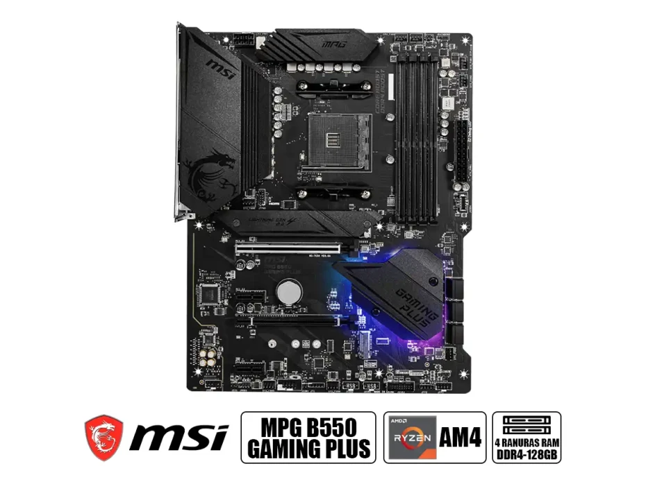 Placa Madre Msi B550 Mpg Gaming Plus (911-7c56-031) Socket Am4, Ram Ddr4 Buss 4400oc Mhz, Rgb