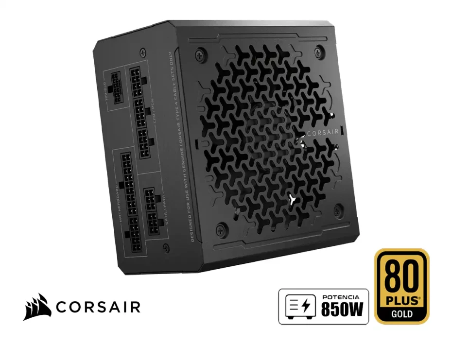 Fuente De Poder Corsair 850w Rm850e (cp-9020296-na) Atx 3.1 Pcle 5.1, 80 Plus Gold, Modular, Negro