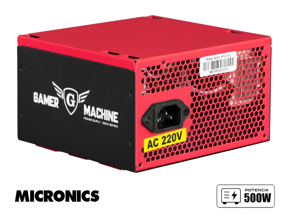 Fuente De Poder Micronics 500w (mic P5000) Atx | Basic | Negro/rojo