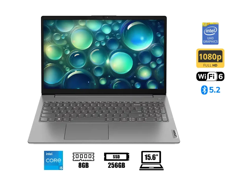 Laptop Lenovo Core I5-13420h V15 G4 Iru (83a100gklm) Pantalla 15.6" Fhd, Ram 8gb, Ssd 256gb, Intel Uhd, S/s, Esp.