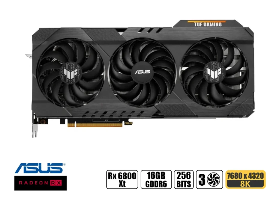 Tarjeta De Video Asus Rx 6800 Xt Tuf Gaming Oc 16gb Gddr6 (90yv0fl1-mtam00) Radeon 256 Bits, 3 Ventiladores