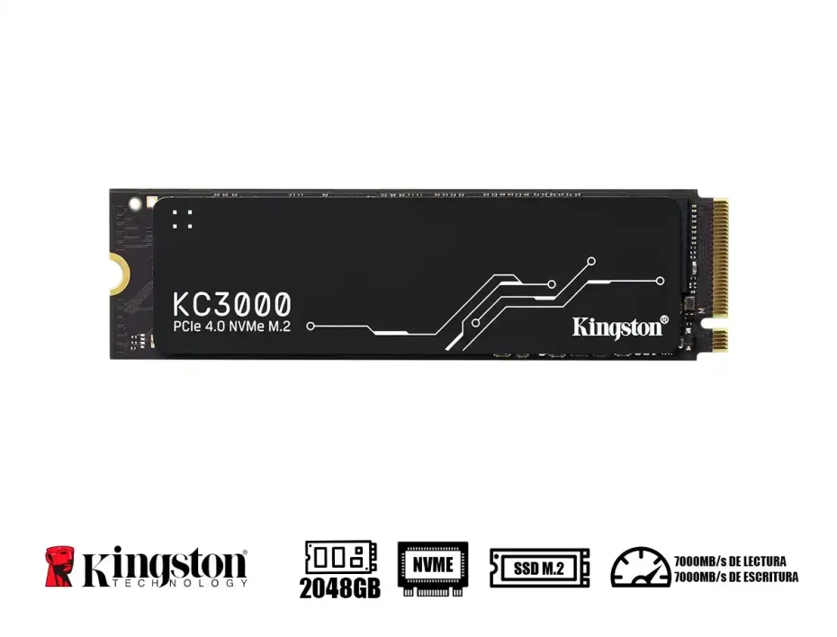 Unidad De Almacenamiento Ssd M.2 Pcie Kingston 2048gb Nvme Kc3000, 2280 (skc3000d/2048g) 7000mb/s