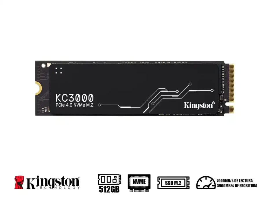 Unidad De Almacenamiento Ssd M.2 Pcie Kingston 512gb Nvme Kc3000, 2280 (skc3000s/512g) 7000mb/s