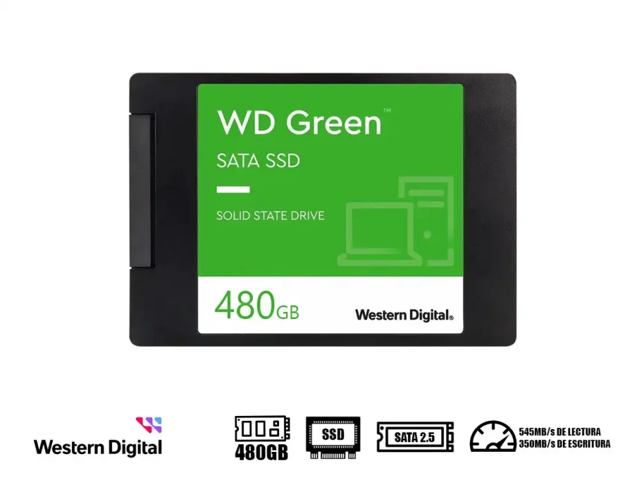 Unidad De Almacenamiento Ssd Sata 2.5 Western Digital 480gb Wd Green (wds480g3g0a) 545mb/s