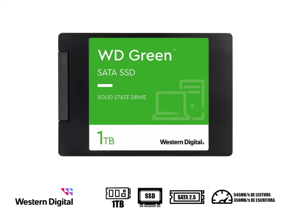 Unidad De Almacenamiento Ssd Sata 2.5 Western Digital 1tb Wd Green (wds100t3g0a) 545mb/s