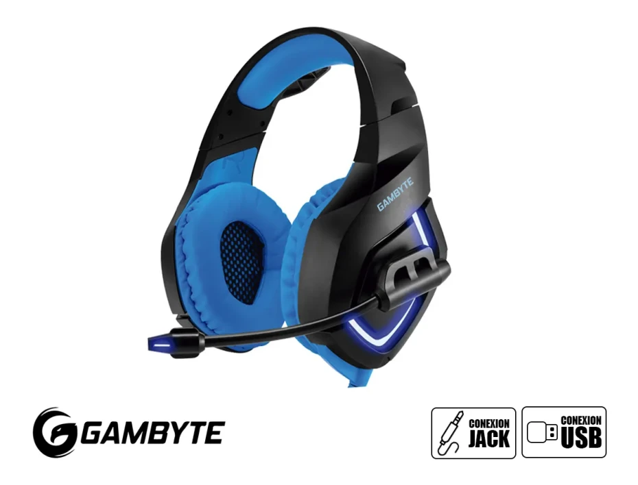Auricular Gambyte Blue G Gaming 7.1 (gi-blueg) Con Microfono, Interfaz Usb, Jack 3.5 Mm, Led Azul, Negro C/ Azul