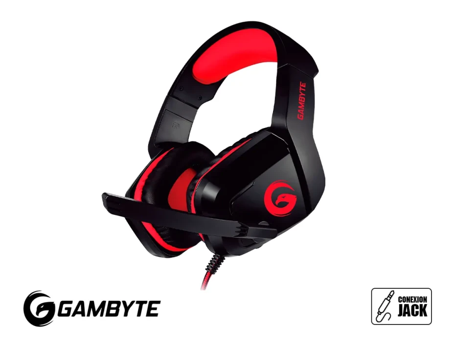 Auricular Gambyte Blink V Gaming (gi-blinkv-r) Con Microfono, Negro C/ Rojo