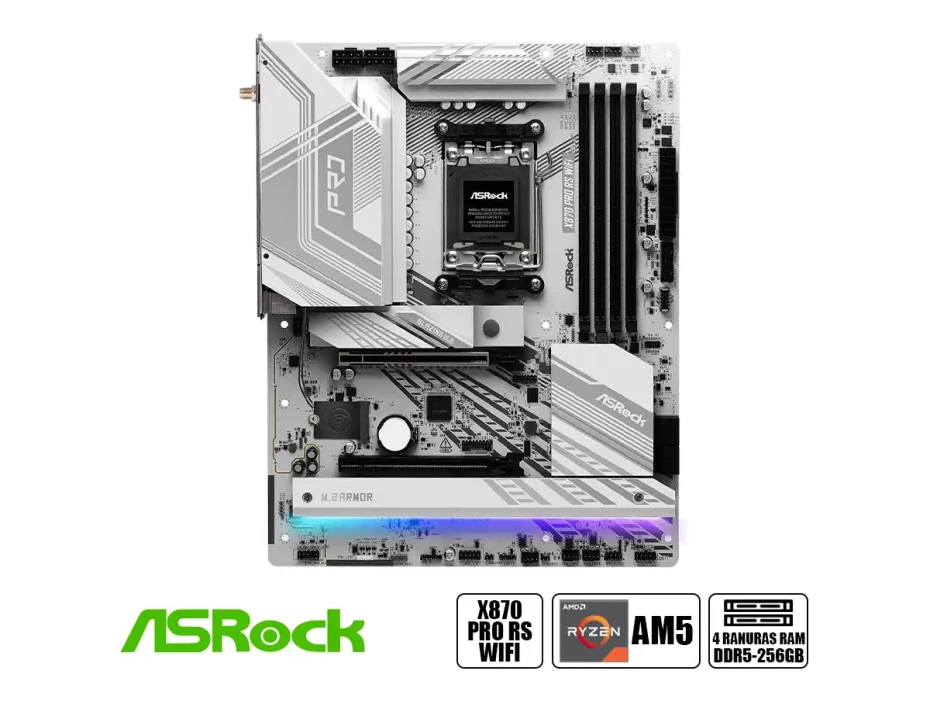 Placa Madre Asrock X870 Pro Rs Wifi (90x870 Pro Rs Wifi  ) Socket Am5, Ram Dddr5 Buss 8000oc Mhz, Wifi 7