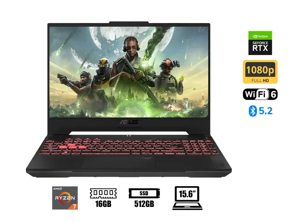 Laptop Asus Ryzen 7-7435hs Tuf Gaming A15 Fa507nur-lp005 (90nr0jp5-m00250) 15.6" Fhd 144hz, Ram 16gb, Ssd 512gb, Nvidia Rtx 4050 6gb, s/s, Esp.