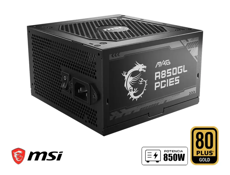 Fuente De Poder Msi 850w Mag A850gl (mag-a850gl) Atx, Full Modular, 80 Plus Gold, Negro