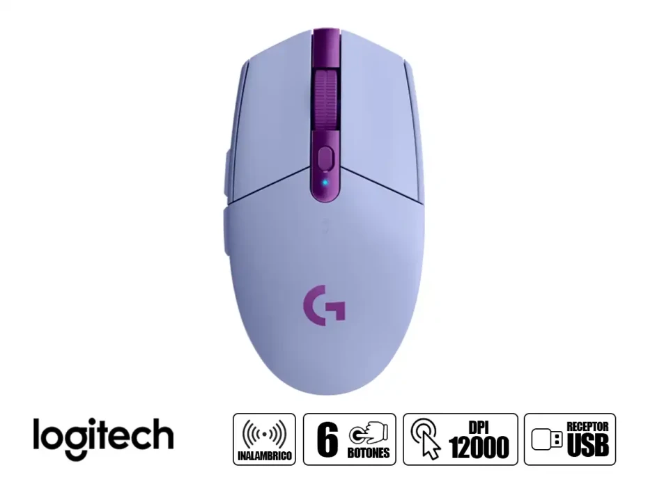 Mouse Inalambrico Logitech Gaming G305 Lightspeed (910-006020) Hasta 12.000 Dpi, 6 Botones, Receptor Usb, Lila