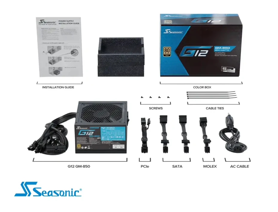 Fuente De Poder Seasonic 850w G12 Gm850 Focus (a851gmafh) Atx, 80 Plus Gold, Semi Modular, Negro