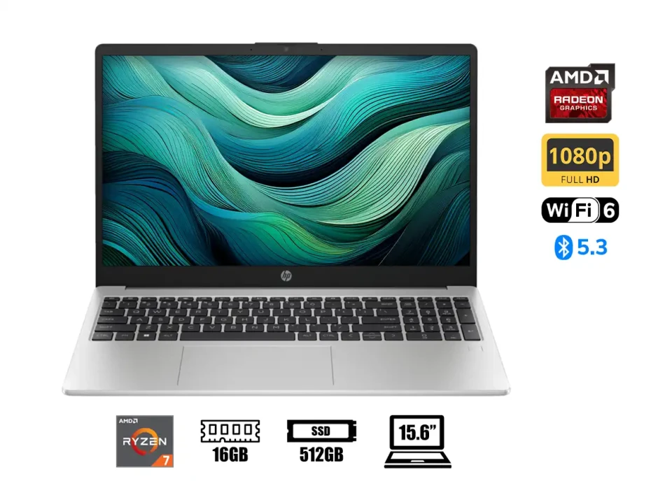 Laptop Hp Ryzen 7-7730u 255 G10 (b03e1lt) Pantalla 15.6", Ram 16gb D4, Ssd 512gb, Esp., S/s