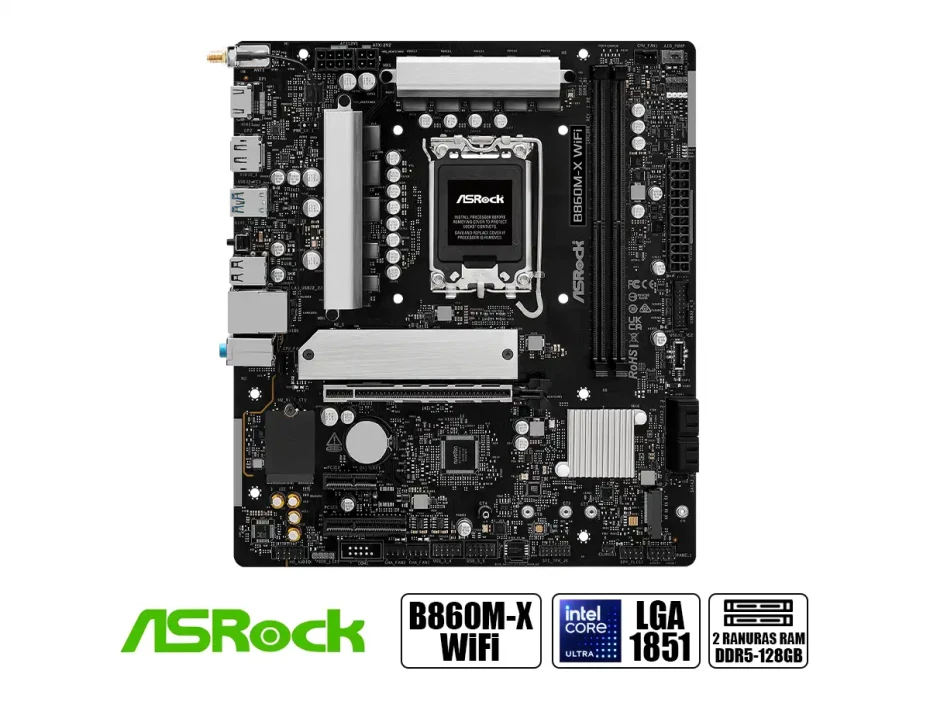 Placa Madre Asrock B860m X Wifi (90-mxbry0-a0uayaz) Socket Lga 1851, Ram Ddr5, Core Ultra