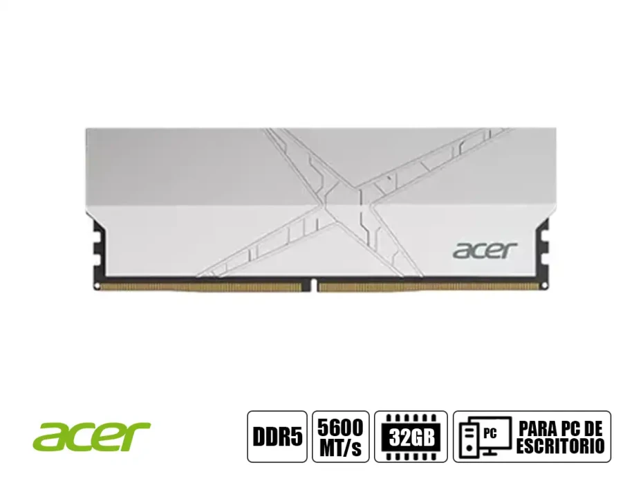 Memoria Ram Acer Ddr5 32gb Predator Ht200 (16gbx2) (bl.9bwwa.437) 5600 Mhz, Plata