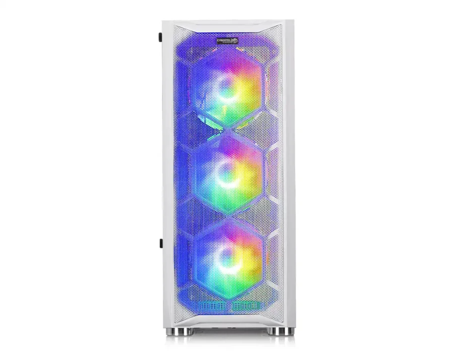 Case Cybertel Striker Cbx5013w S/fuente, Panel De Vidrio, 4 Ventiladores, Led Raibow, Blanco