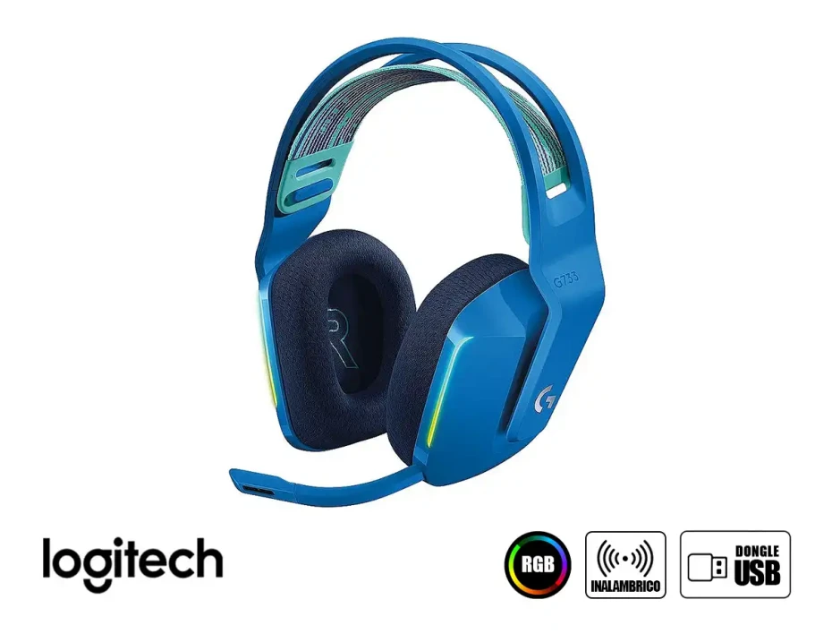 Auricular Inalambrico Logitech Lightspeed Rgb G733 Gaming (981-000942) Con Microfono, Azul