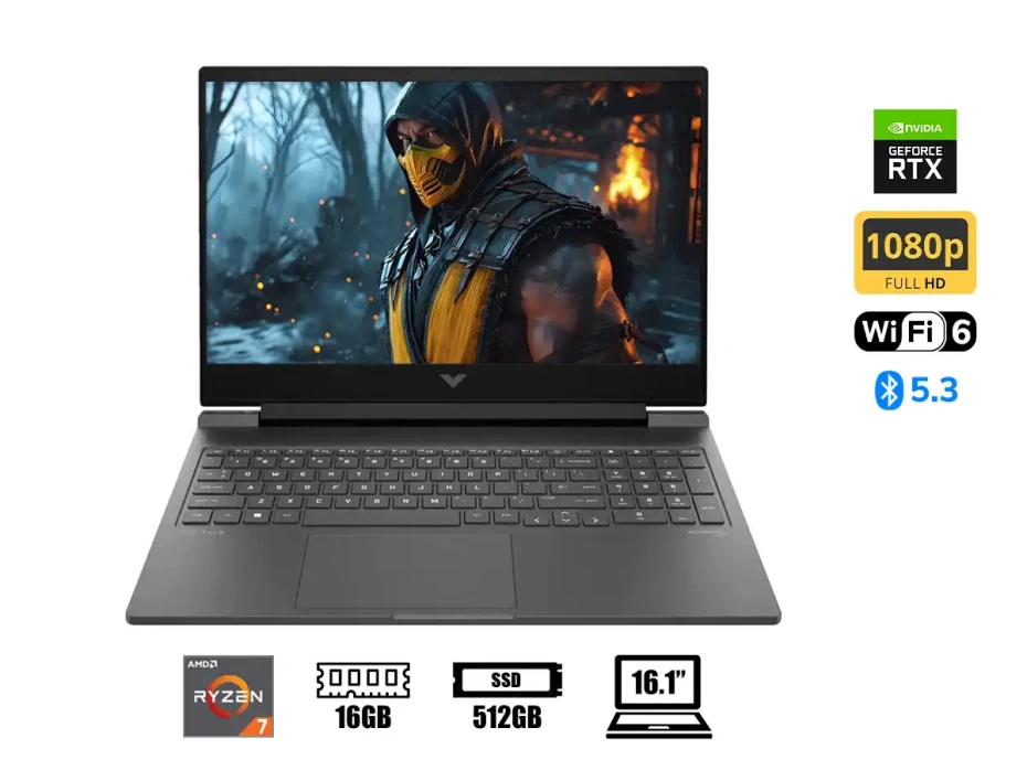Laptop Hp Ryzen 7-8845hs Hp Victus 16-s1023 Gaming (a1sv3ua#aba) Pantalla 16.1" Fhd, Ram 16gb, Ssd 512gb, Rtx 4070 8gb, 144hz, Win11, Mica Silver