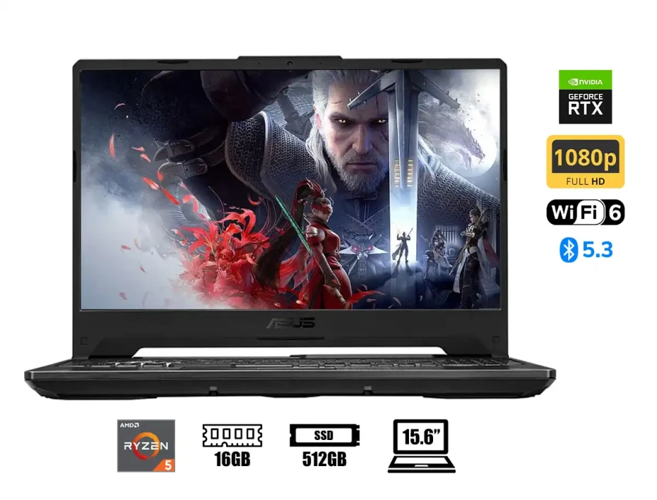 Laptop Asus Ryzen 5 Tuf Gaming A15 R5-7535hs Fa506nc-hn016 (90nr0jf7-m009k0) 15.6" Fhd 144hz, Ram 16gb, Ssd 512gb, Nvidia Rtx 3050 4gb,&nbsp;s/s, Esp.