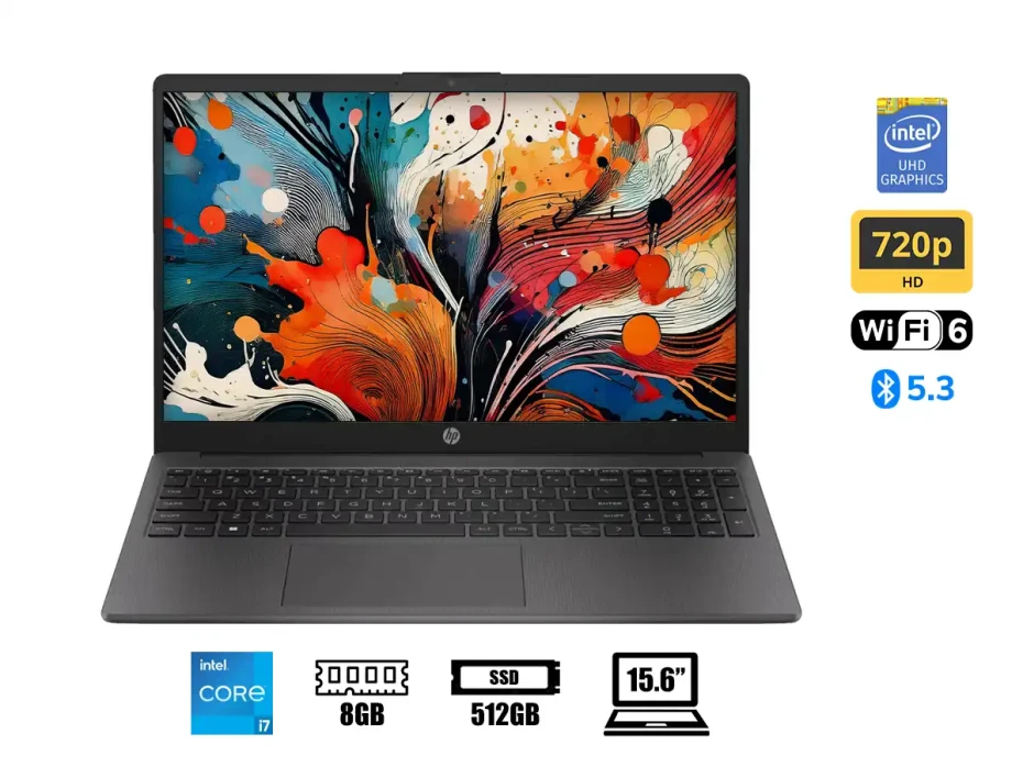 Laptop Hp Core I7 1355u 250 G10 (9s8u5la) 15.6" Hd, Ram 8gb, Ssd 512gb, Windows Free, Es., 13gen.