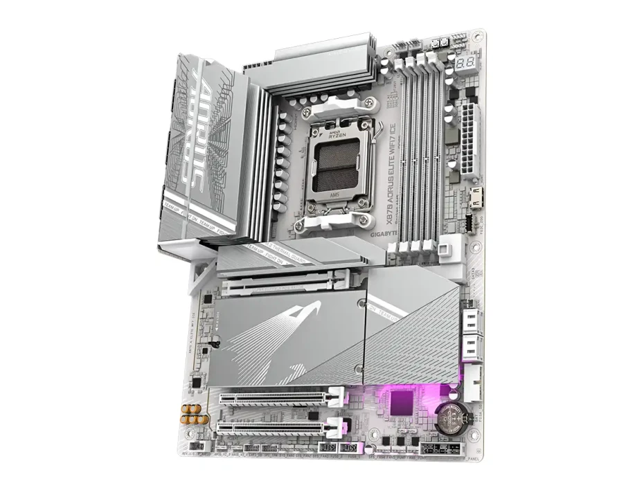 Placa Madre Gigabyte X870 Aorus Elite Wifi7 Ice (x870 Aorus Elite Ice) Socket Am5, Ram Dddr5 Buss 8200oc Mt/s