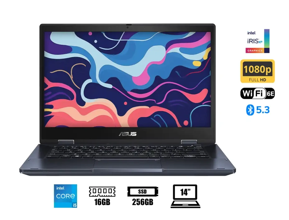Laptop Asus Core I5-1235u Expertbook B3 Flip 2-in-1 (b3402fba-xh53t) Pantalla 14" Fhd, Ram 16gb, Ssd 256gb, Touchscreen, Win11 Pro, Star Pro, 12gen.