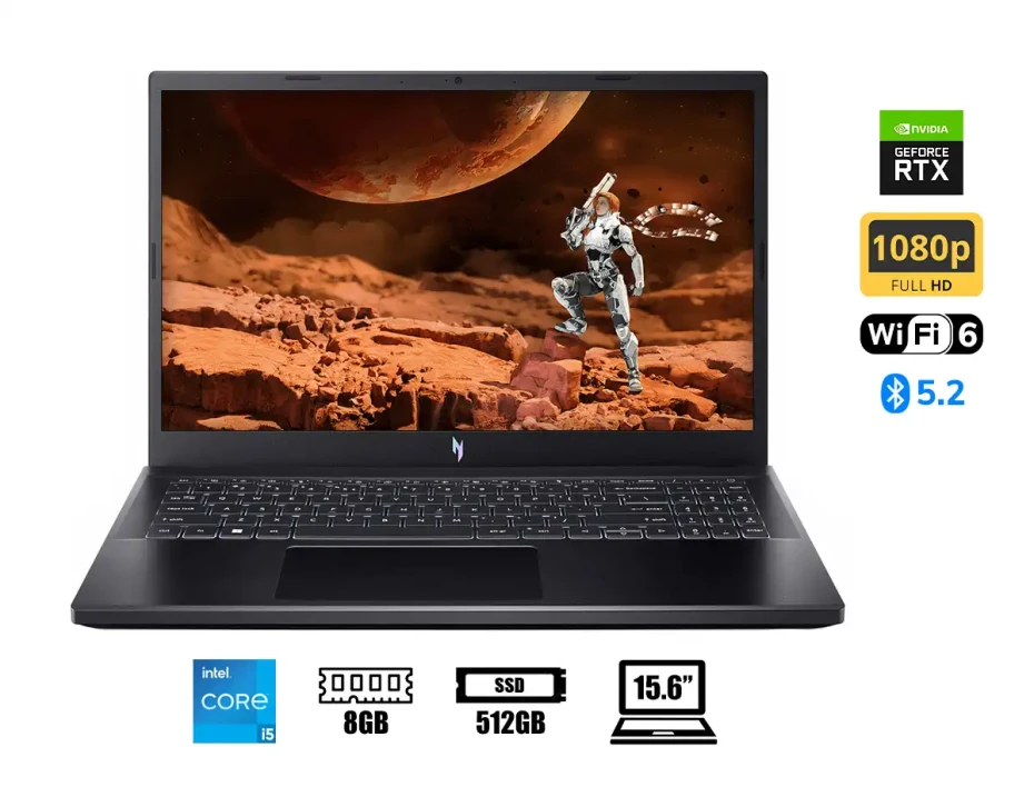 Laptop Acer Core I5-13420h Nitro V 15 Anv15-51-51h9 Gaming (nh.qn8aa.006) 15.6'' Fhd 144hz, Ram 8gb, Ssd 512gb, Nvidia Rtx 4050 6gb, Win11, Black, 13g