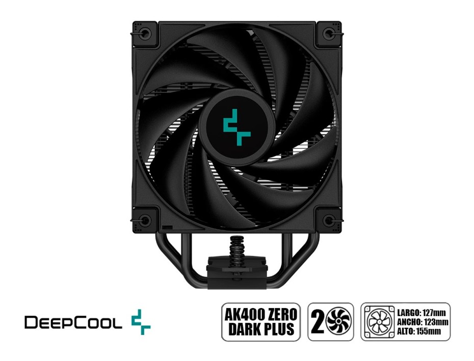 Cooler Para Procesador Deepcool Ak400 Zero Dark Plus (r-ak400-bknnmd-g-1) 2 Ventiladores, 120mm