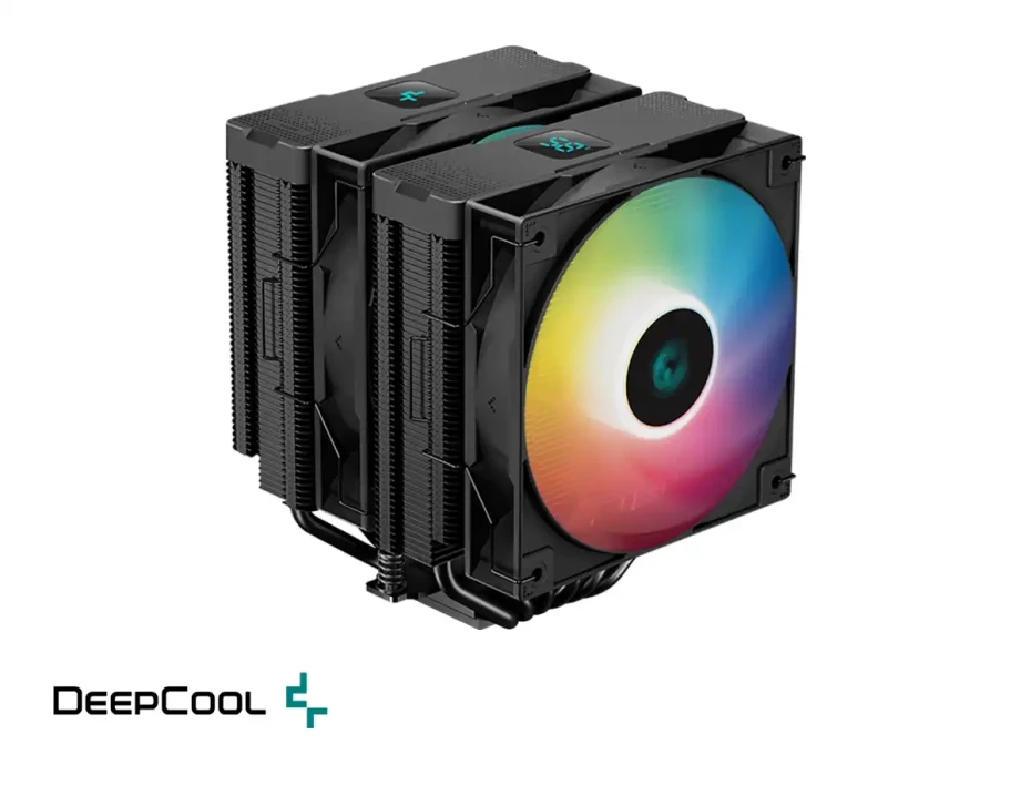 Cooler Para Procesador Deepcool Ag620 Digital Bk Argb (r-ag620-bkadmn-g-2) 2 Ventiladores, Aluminio