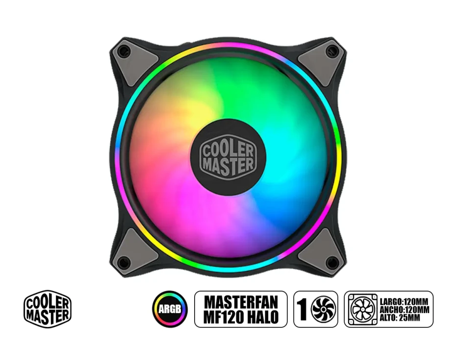 Cooler Para Case Cooler Master Masterfan Mf120 Halo (mfl-b2dn-18npa-r1) 120mm, Led Argb, Negro