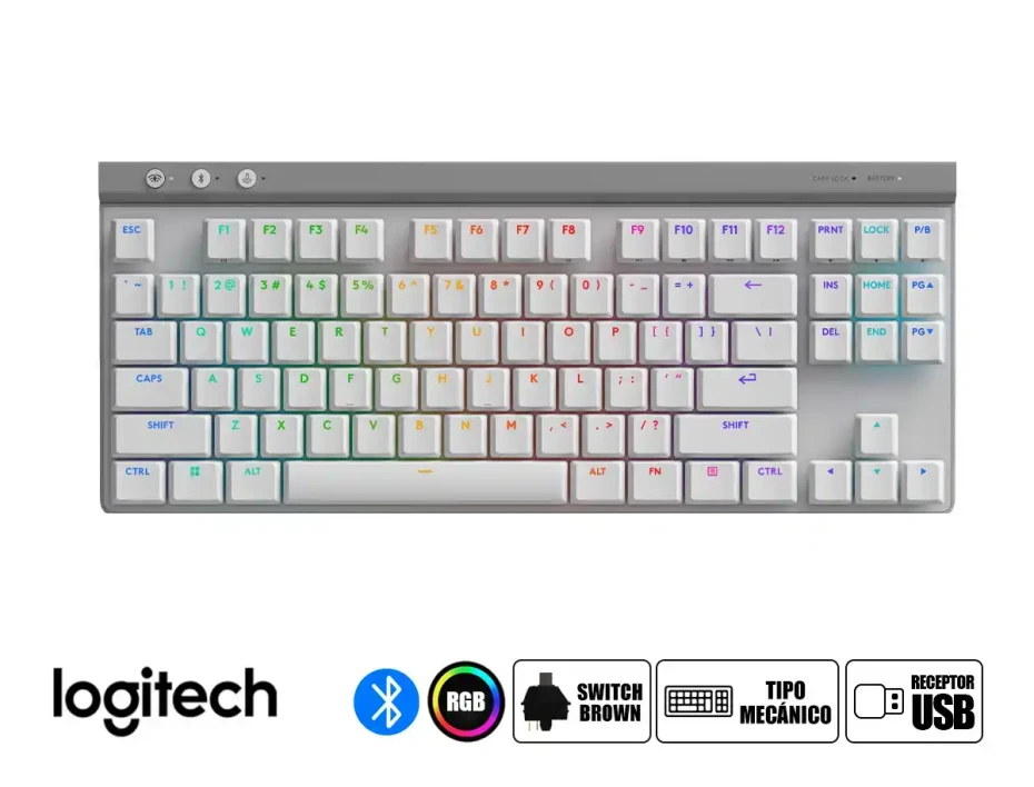 Teclado Gamer Inalambrico Logitech G515 Lightspeed Tkl (920-012535) Blanco