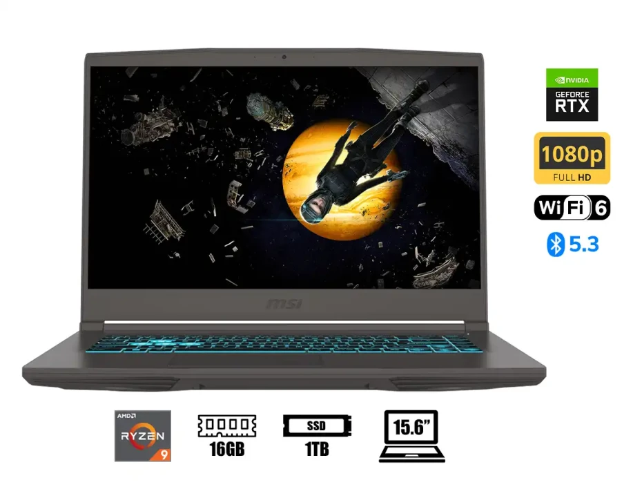 Laptop Msi Ryzen 9-8945hs A15 Ai B8vf-270us Gaming (thin A15 Ai B8vf-270us) 15.6" Fhd 144hz, Ram 16gb, 1tb, Nvidia Rtx 4060 8gb, Win 11, Negro
