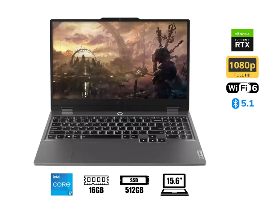 Laptop Lenovo Core I7-13650hx Loq 15irh8 Gaming (83dv00fxus) 15.6" Fhd 144hz, Ram 16gb, Ssd 512gb, Rtx 4060 8gb, Ips, Win11, Luna Grey, 13gen.