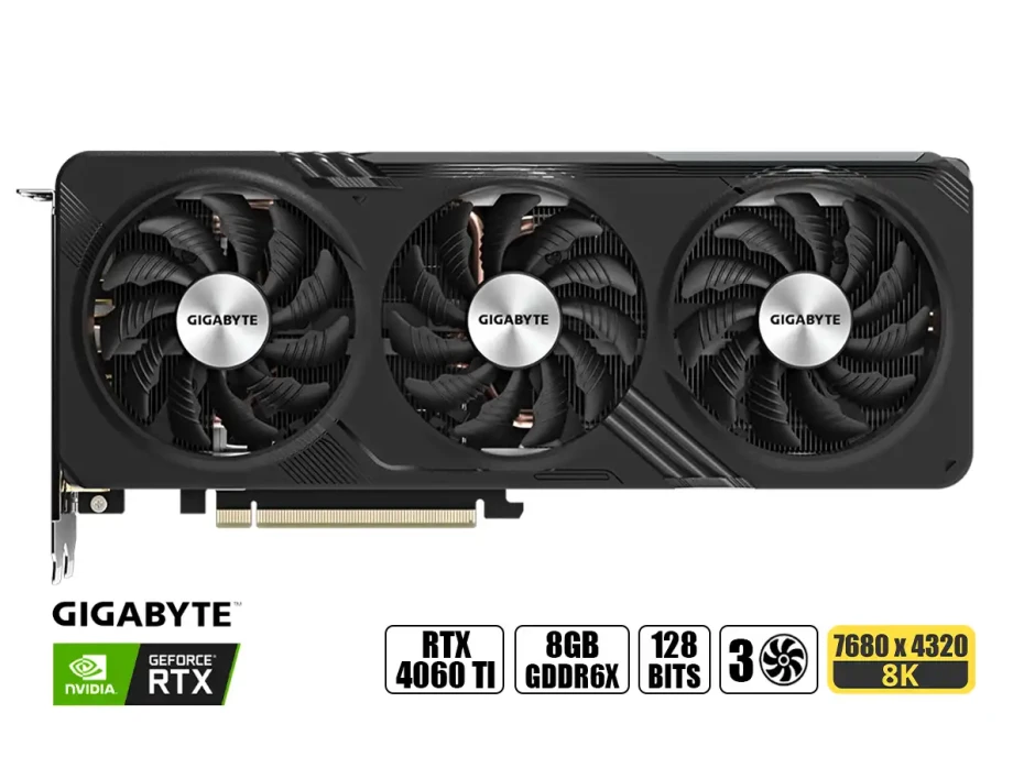 Tarjeta De Video Gigabyte Rtx 4060 Ti Gaming Oc 8gb Gddr6 (gv-n406tgaming-oc-8gd) Geforce Nvidia 128 Bits, 3 Ventiladores