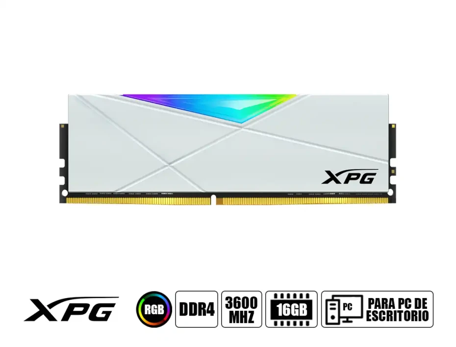 Memoria Ram Xpg Ddr4 16gb Spectrix D50 (ax4u360016g18i-sw50) 3600 Mhz, Blanco, Rgb