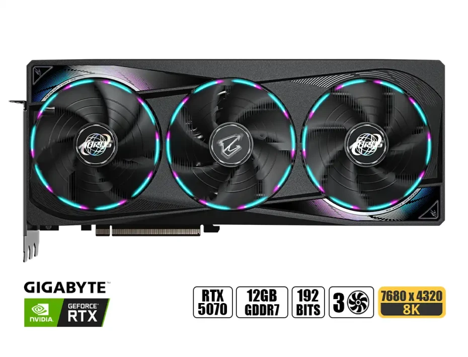 Tarjeta De Video Gigabyte Rtx 5070 12gb Gddr7 Aorus Master (gv-n5070aorus-m-12gd) Geforce Nvidia 192 Bits, 3 Ventiladores