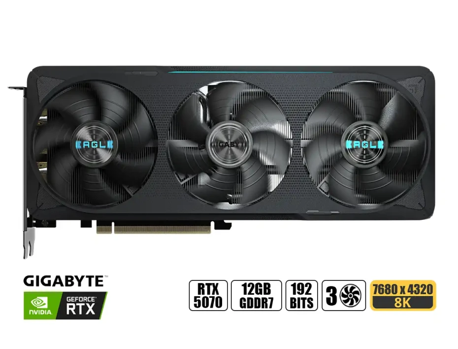 Tarjeta De Video Gigabyte Rtx 5070 12gb Gddr7 Eagle Oc Sff (gv-n5070eagle Oc-12gd) Geforce Nvidia 192 Bits, 3 Ventiladores
