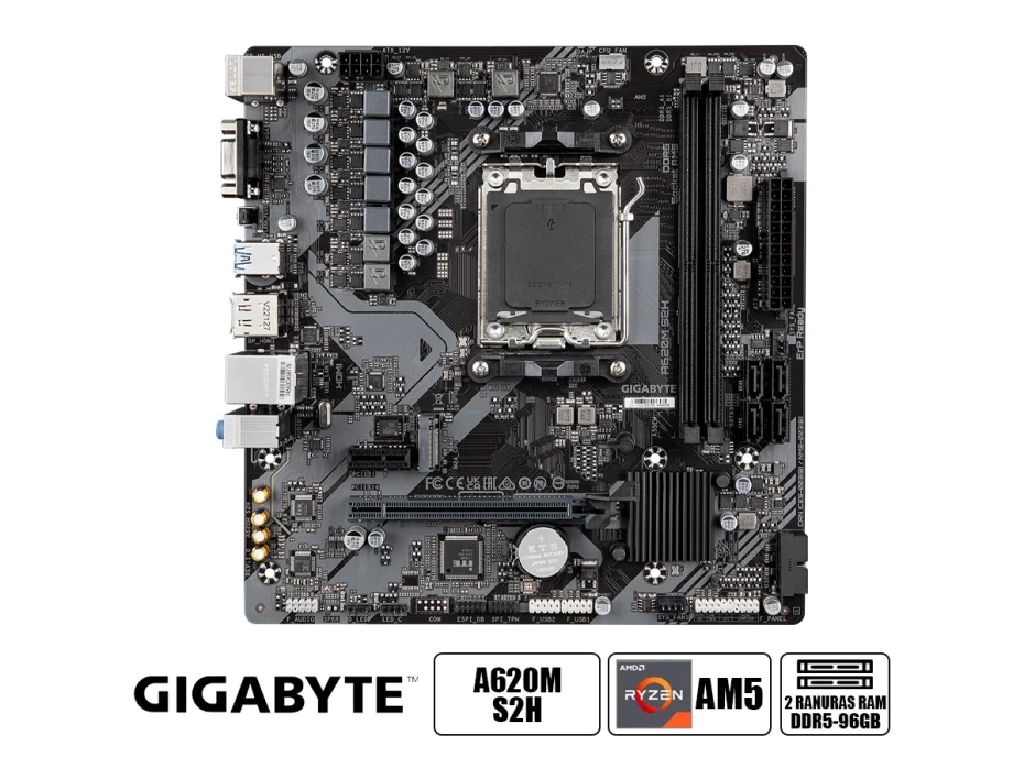 Placa Madre Gigabyte A620m S2h (a620m S2h) Socket Am5, Ram Ddr5 Buss 6400oc Mhz