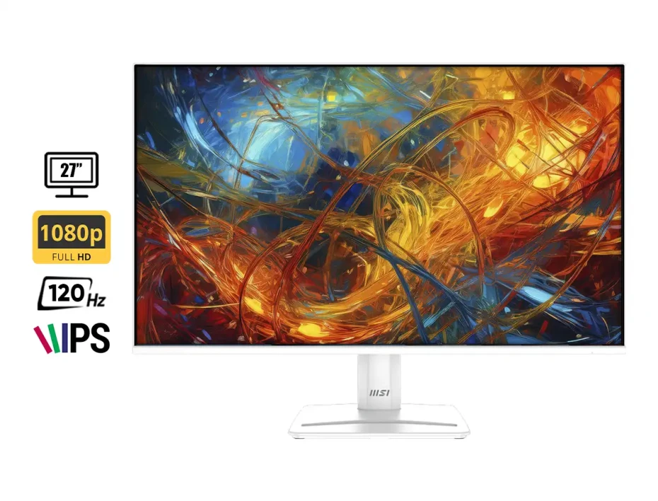 Monitor Msi 27 Pulgadas (pro Mp275w E2) Gaming 120hz, Fhd, 1ms, 1hdmi, 1vga, Altavoces, Blanco