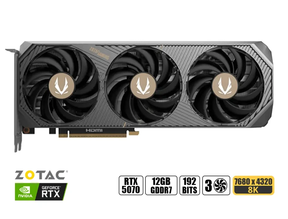Tarjeta De Video Zotac Rtx 5070 Solid Oc Gaming 12gb Gddr7 (rtx 5070 Solid Oc) Geforce Nvidia 192 Bits, 3 Ventiladores