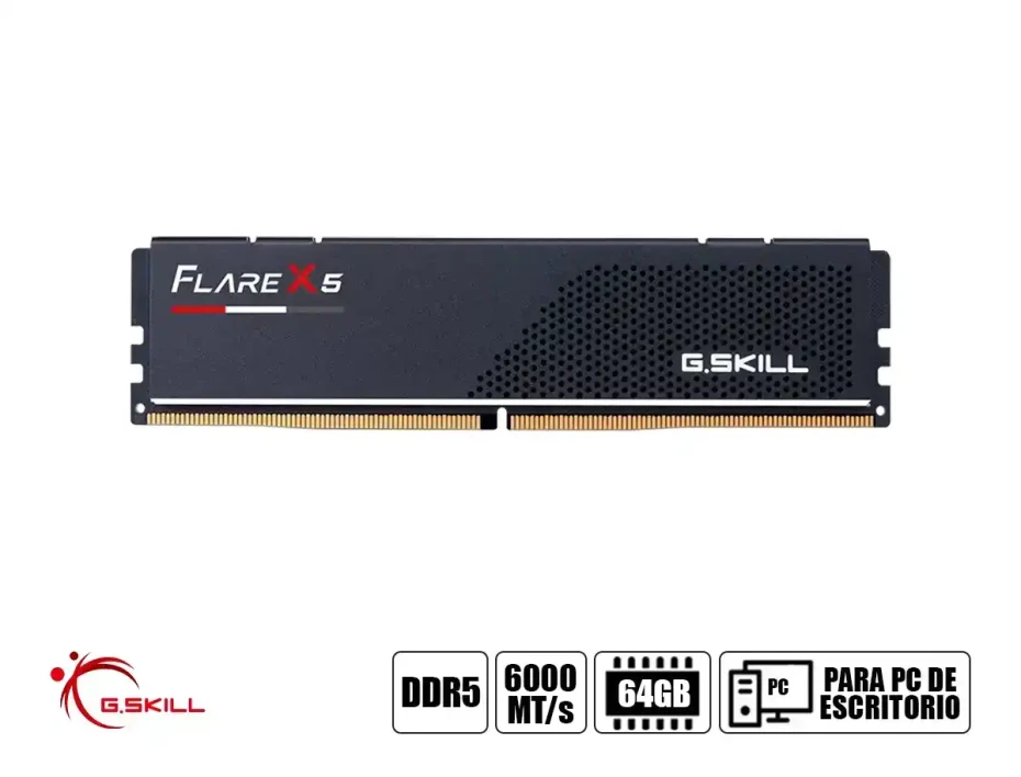 Memoria Ram G.skill Ddr5 64gb (32gbx2) Flare X5 (f5-6000j3636f32gx2-fx5) 6000 Mt/s, Negro