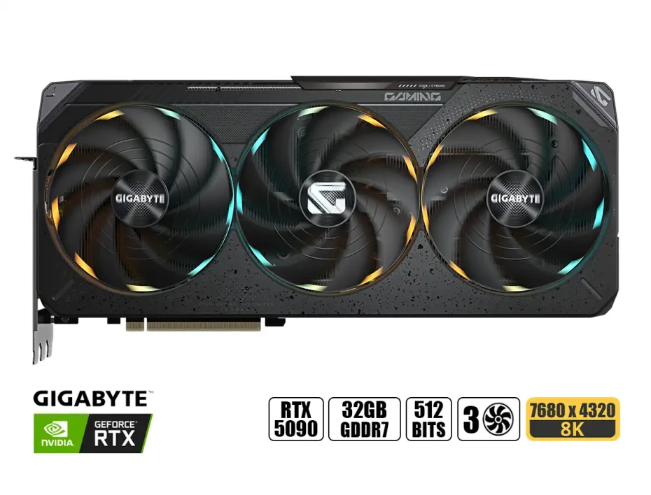 Tarjeta De Video Gigabyte Rtx 5090 32gb Gdrr7 Gaming (gv-n5090gaming-oc-32gd) Geforce Nvidia 512 Bits, 3 Ventiladores