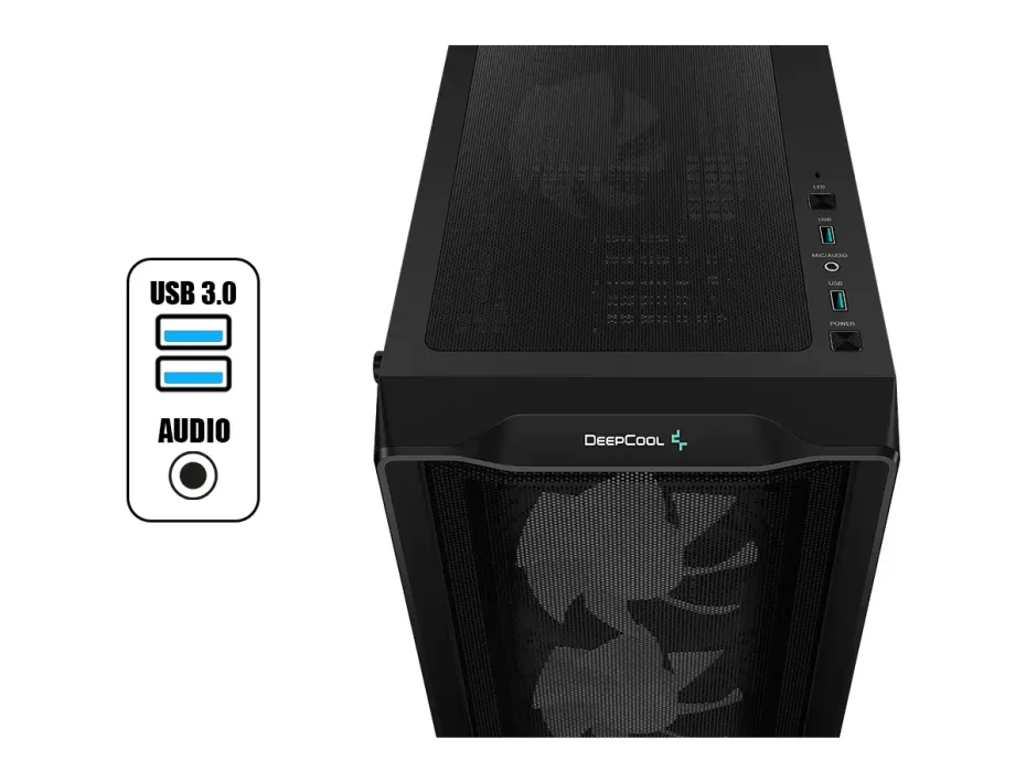 Case Deepcool Gaming Cc560 Mesh V2 S/fuente (r-cc560-bkama4-g-2) Panel De Vidrio, 4 Ventiladores, Negro, Argb