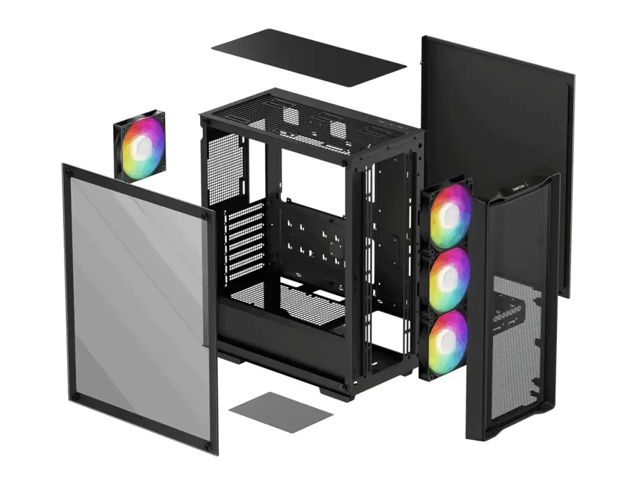 Case Deepcool Gaming Cc560 Mesh V2 S/fuente (r-cc560-bkama4-g-2) Panel De Vidrio, 4 Ventiladores, Negro, Argb