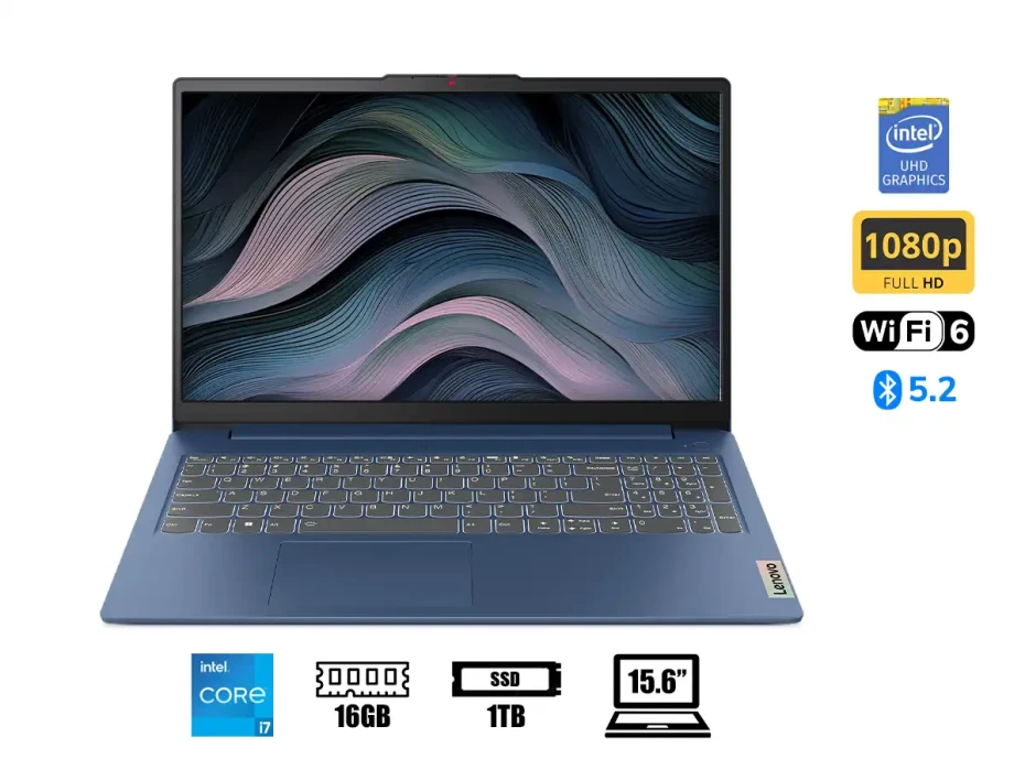 Laptop Lenovo Core I7-13620h Ips3 15irh8 (83em00adlm) Pantalla 15.6" Fhd, Ram 16gb, Ssd 1tb, S/s, Es., 13gen.