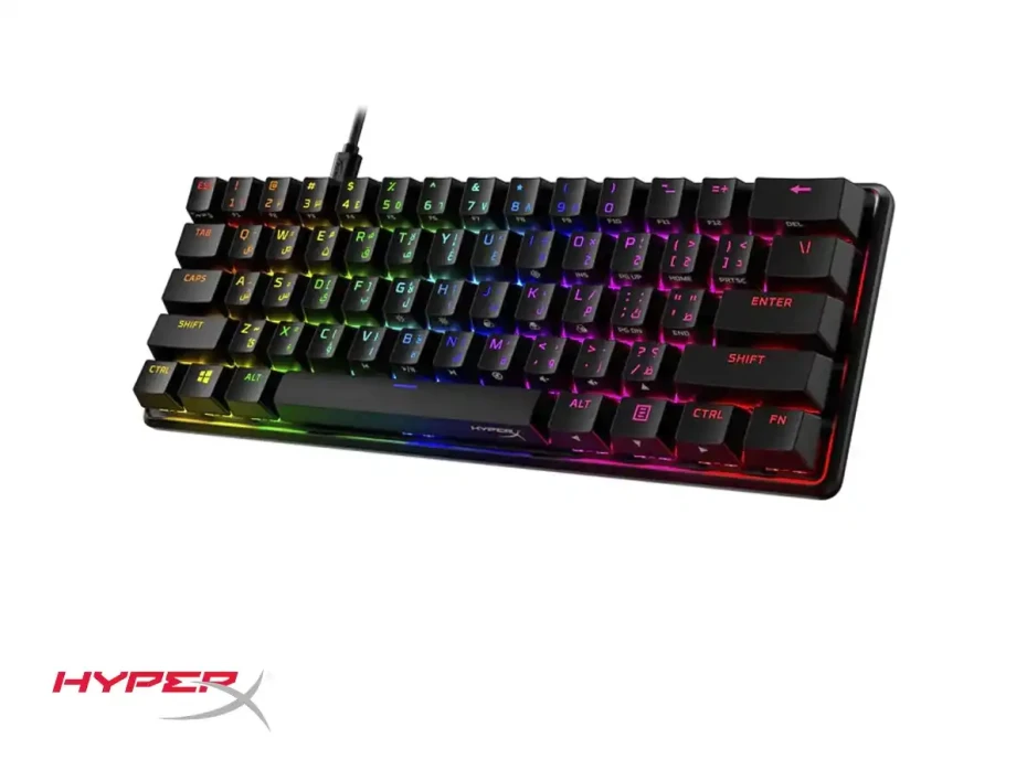 Teclado Gamer Hyperx Alloy Origins 60 (4p5n4aa#aba) Mecanico, Switch Red, Led Rgb, Negro