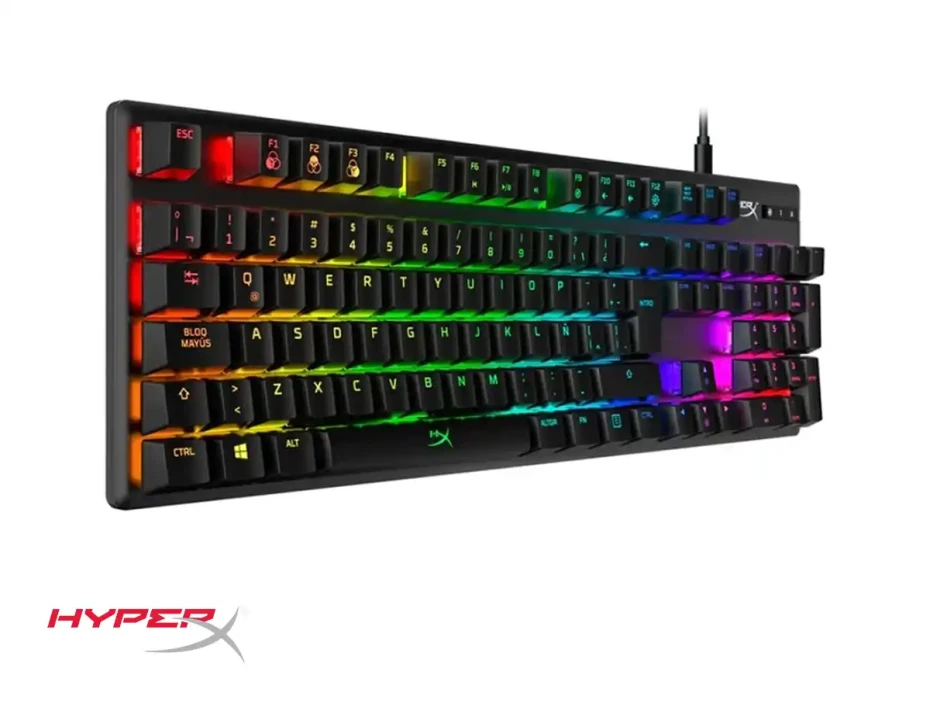 Teclado Hyperx Alloy Origins Switch Blue, Con Retroiluminacion Rgb, Color Negro (4p5p0ai#ac8)