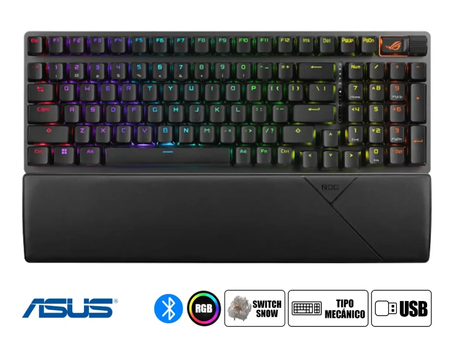 Teclado Gaming Asus Rog Strix Scope Ii 96 Wireless (scope Ii 96 X901) Mecanico, Switch Snow, Led Rgb